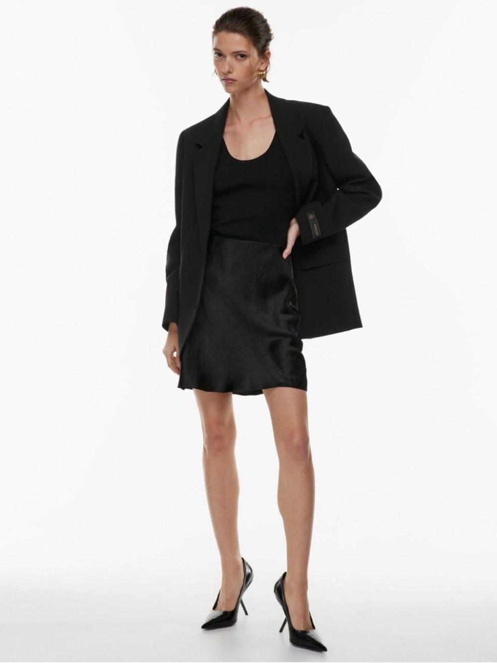 Aritzia Babaton Black Satin Mini Skirt - Women's Sleek Evening Skirt size 2